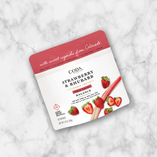 Photograph of Product: Coda - Strawberry & Rhubarb Fruit Notes (400mg THC/ 400mg CBD)