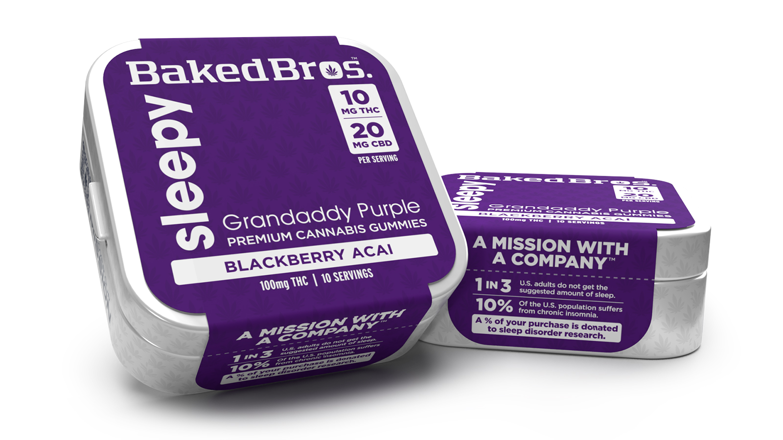 Photograph of product: Baked Bros Sleepy Blackberry Acai Gummies (100mg Thc/200mg Cbd)