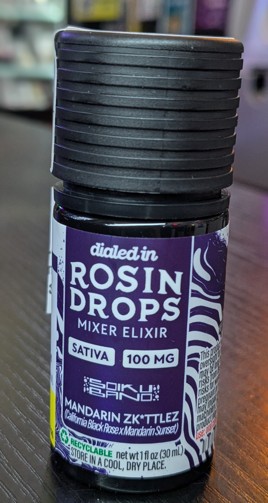 Photograph of product: Dialed In - Mandarin Zk*ttlez (S) Rosin Drops - 100mg