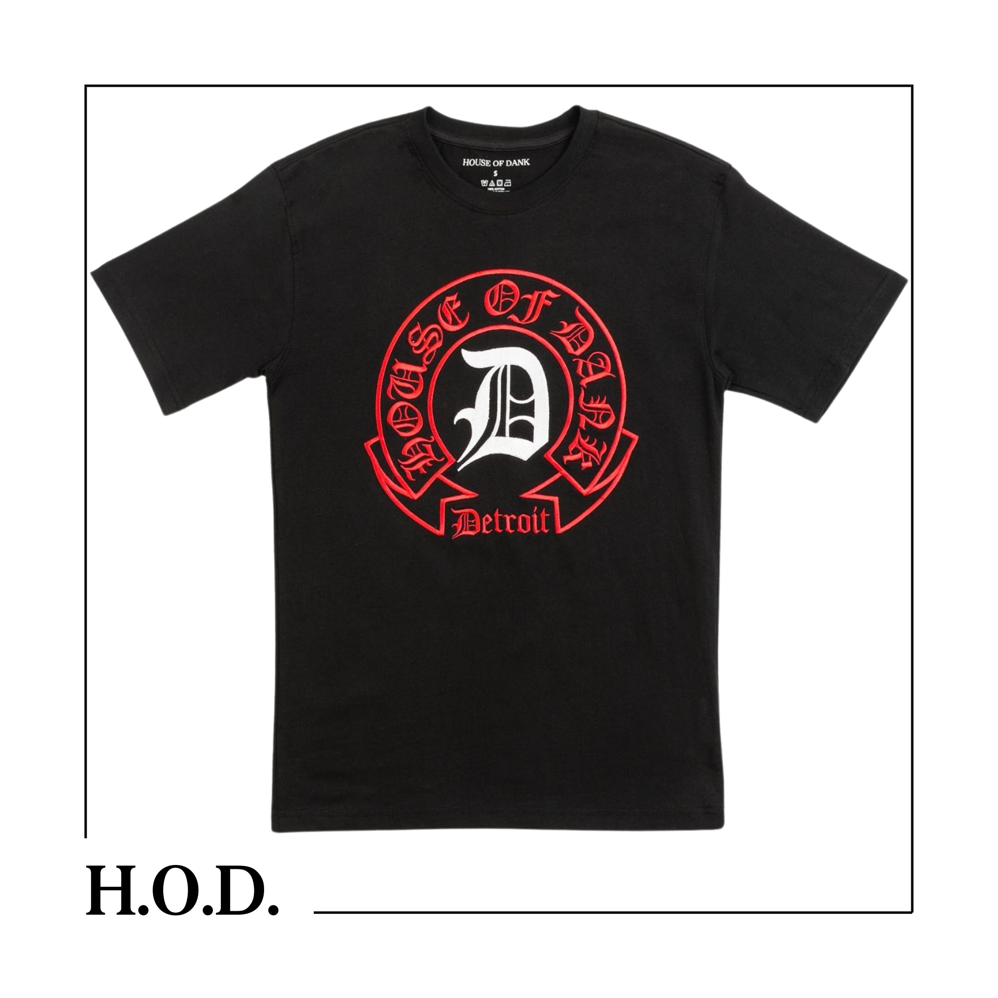 Photograph of product: H.O.D. x Tie High Black Arched Banners Tee S