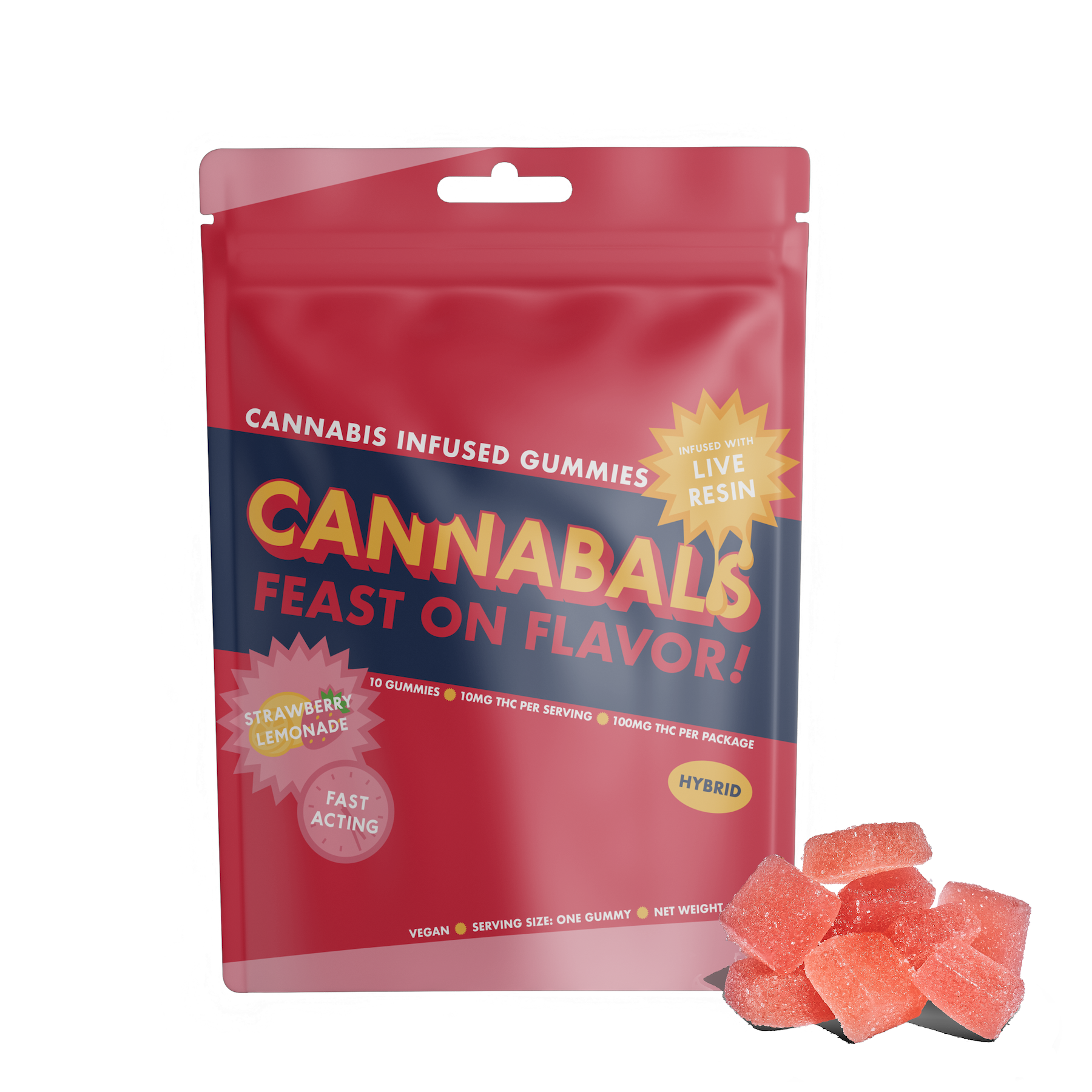 Photograph of product: Cannabals  | Gummy | Strawberry Lemonade | 10 Pack | Hybrid