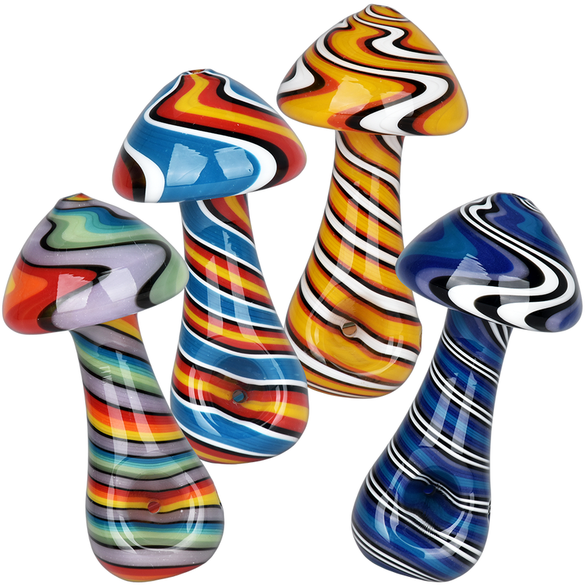 Photograph of product: Wig Wag Mushroom Glass Hand Pipe - 4" - Assorted Colors