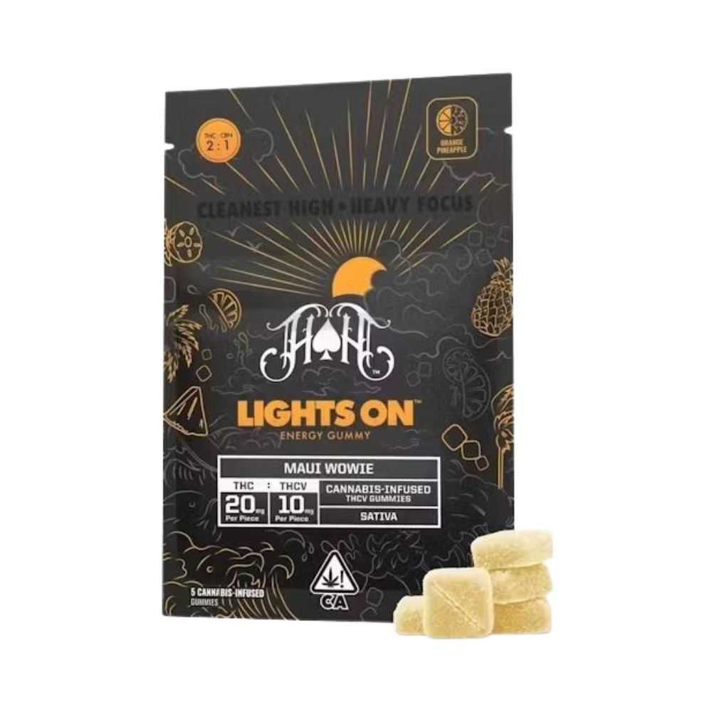 Photograph of product: LIGHTS ON ORANGE PINEAPPLE 2:1 TH-oui:TH-ouiV 100MG (5-PACK)