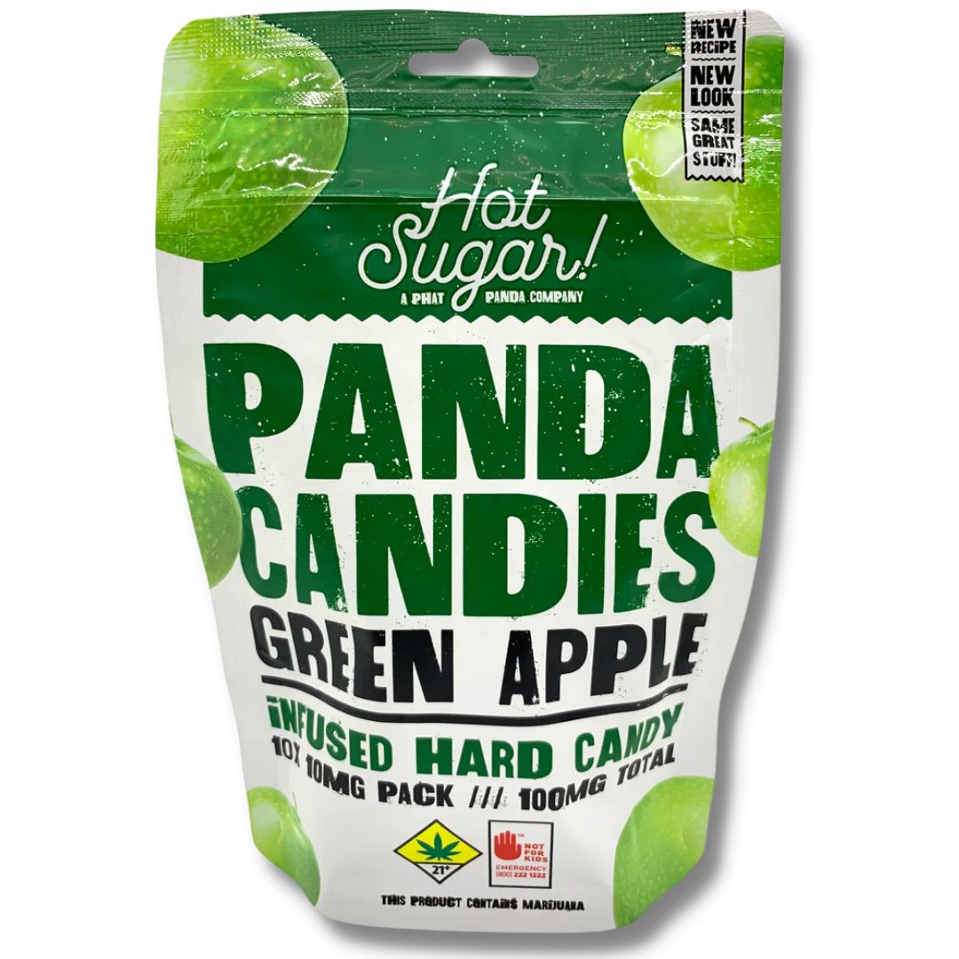 Photograph of product: Green Apple 10pk/100mg Panda Candies Hard Candy (Hot Sugar)