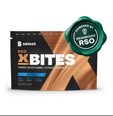 Photograph of product: Select RSO X Bites - Blueberry Pie - 100mg (10pcs)