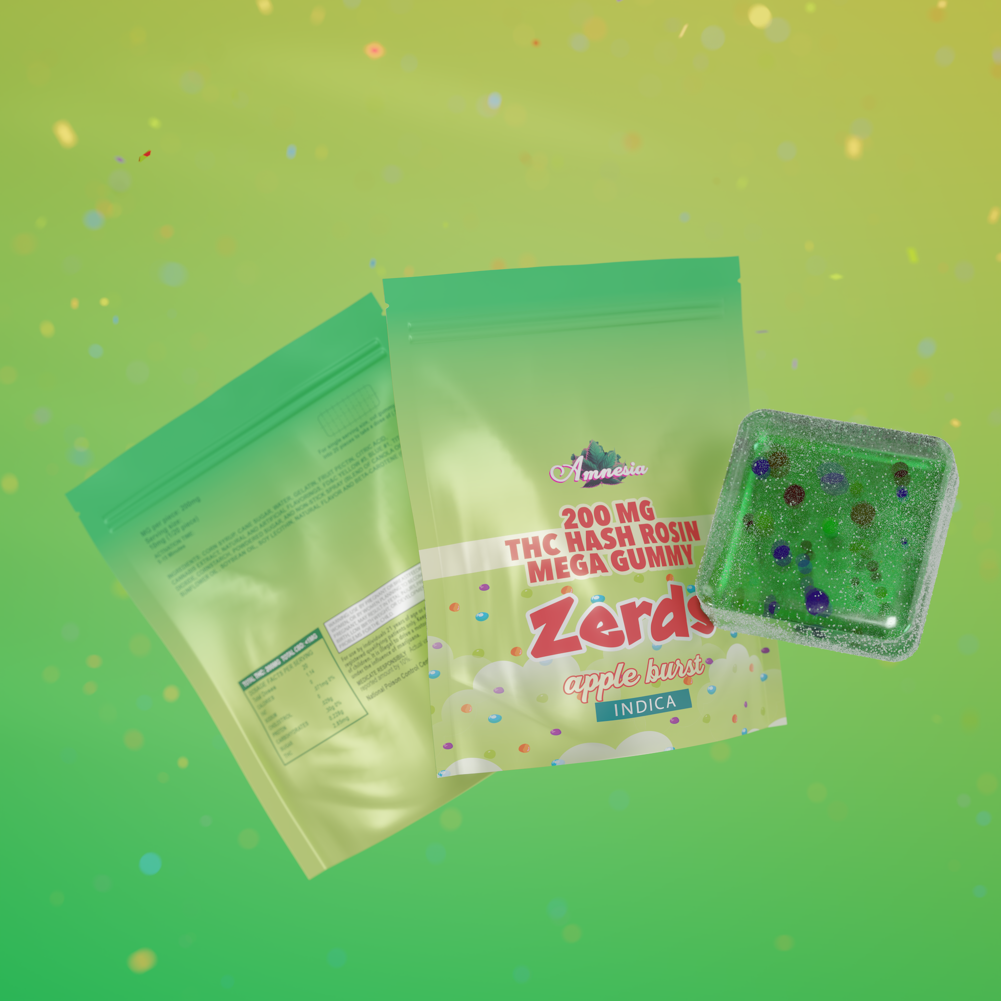 Photograph of product: Amnesia - 200mg Zerds Single - Apple Burst