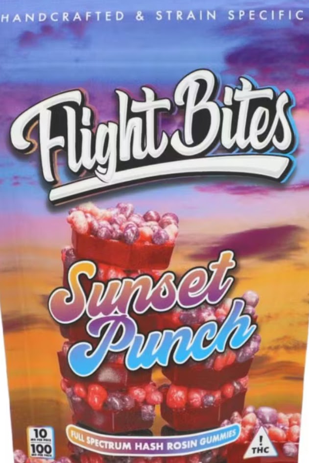 Photograph of product: Sunset Punch (100mg) - au chocolat Rosin Gummy Flight Bites