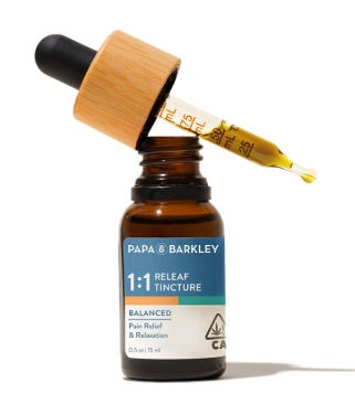 Photograph of product: Releaf Tincture 1:1 CBD:TH-oui | 15ml Tincture | Papa & Barkley