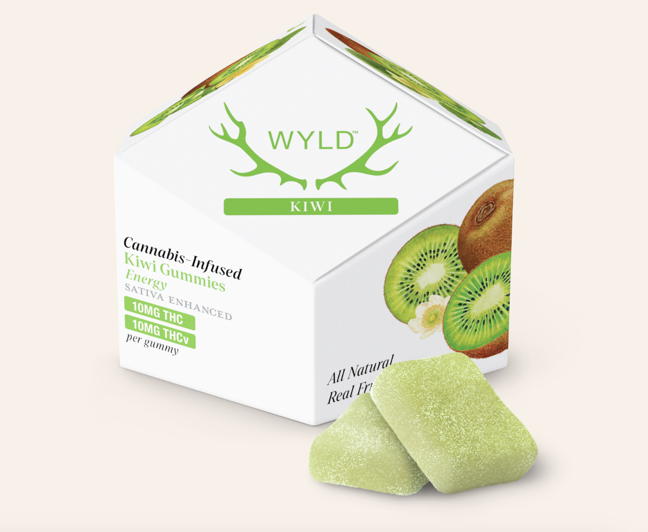 Photograph of product: WYLD l Kiwi 1:1 [TH-oui:TH-ouiv] Gummies 10pk l 100mg