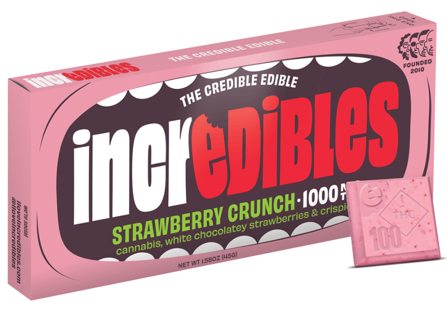 Photograph of product: INCREDIBLES - 1000mg STRAWBERRY CRUNCH BAR - Incredibles Strawberry Crunch 10pc Bar 1000mg