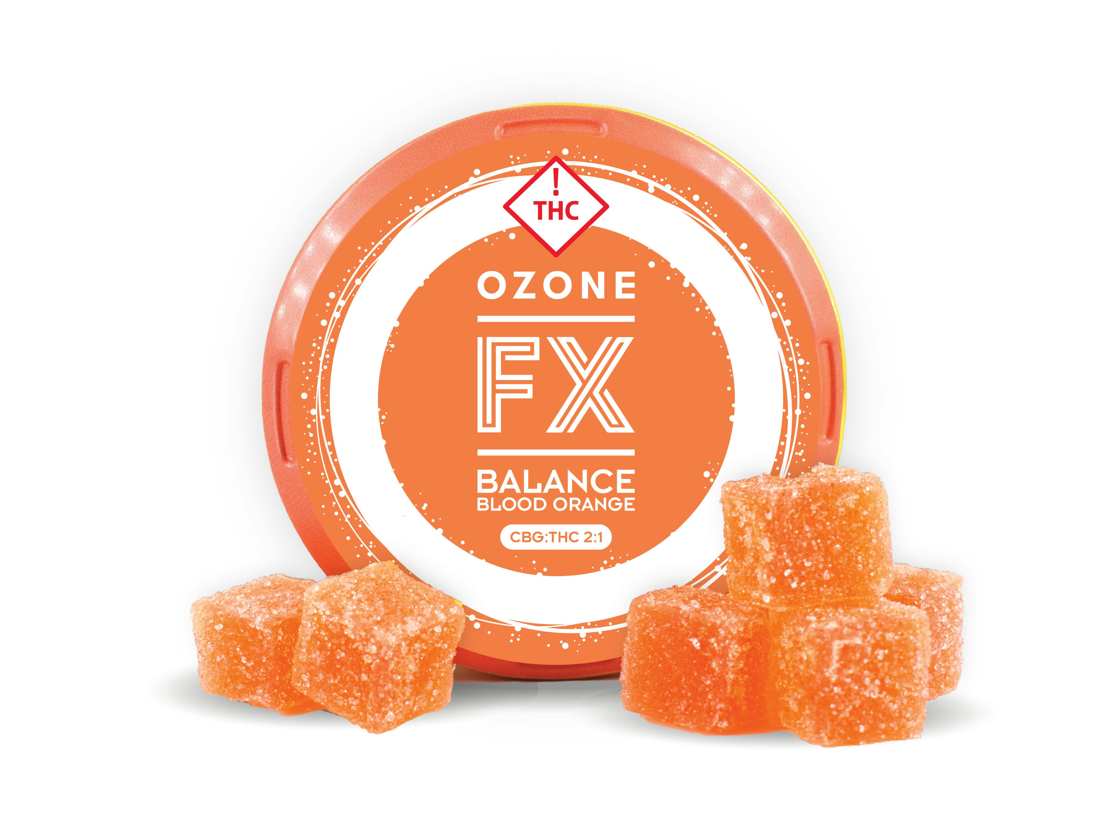 Photograph of product: Blood Orange FX Balance 1:2 TH-oui:CBG Soft Chews | 2 pack