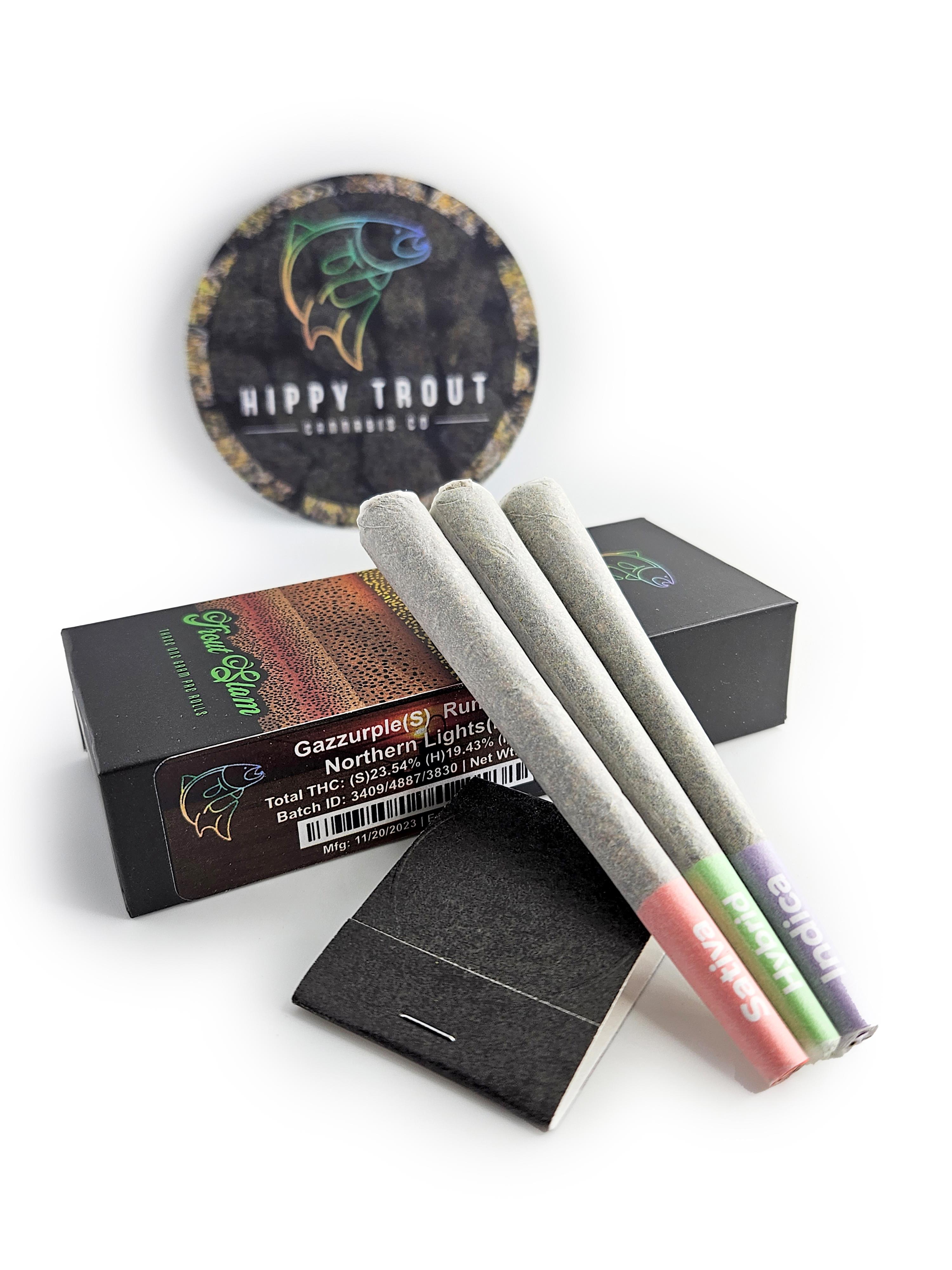 Photograph of product: Hippy trout - Three Preroll Packs  - Oui'd, Hybrid, Oui'd