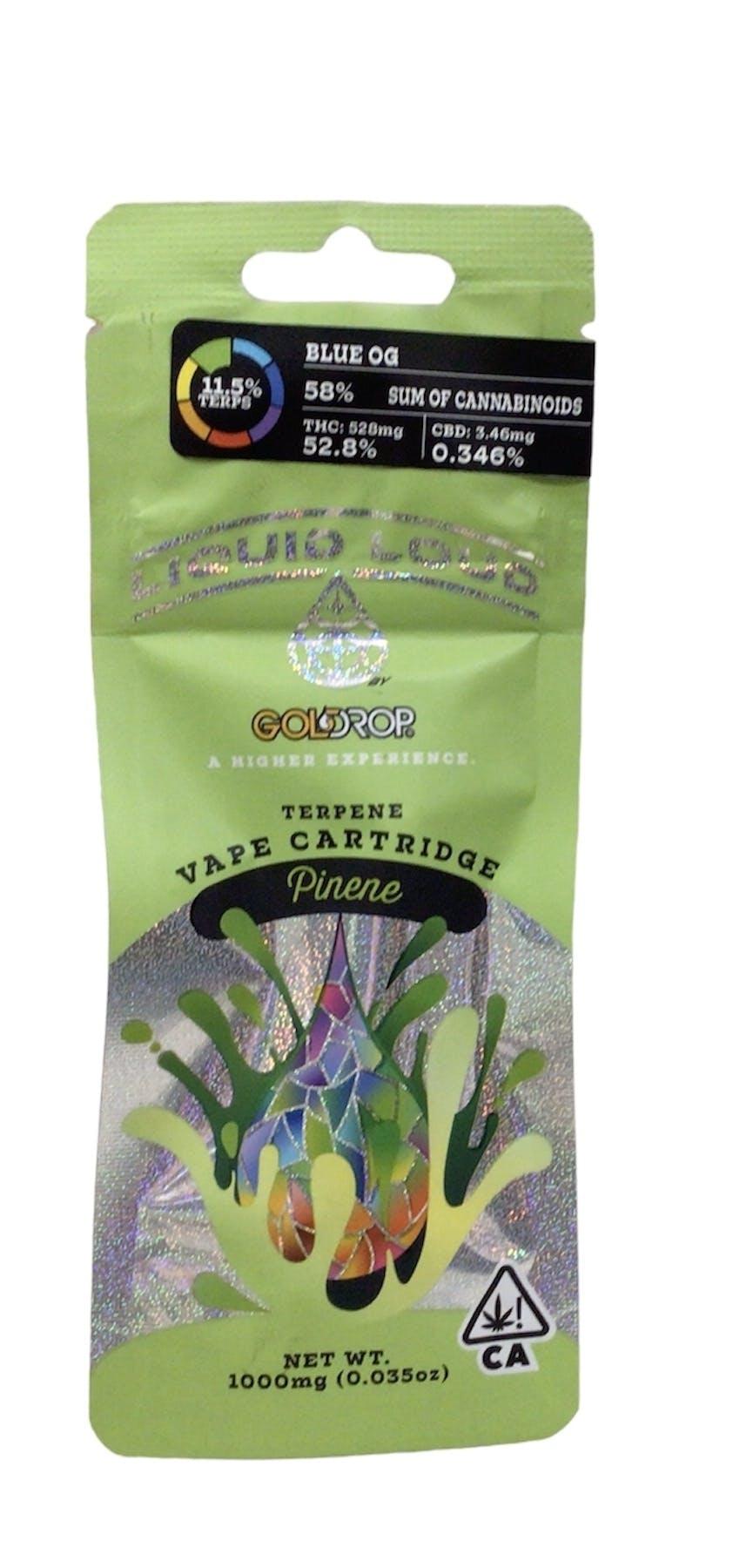 Photograph of product: Gold drop - Blue OG Liquid Loud Cartridge