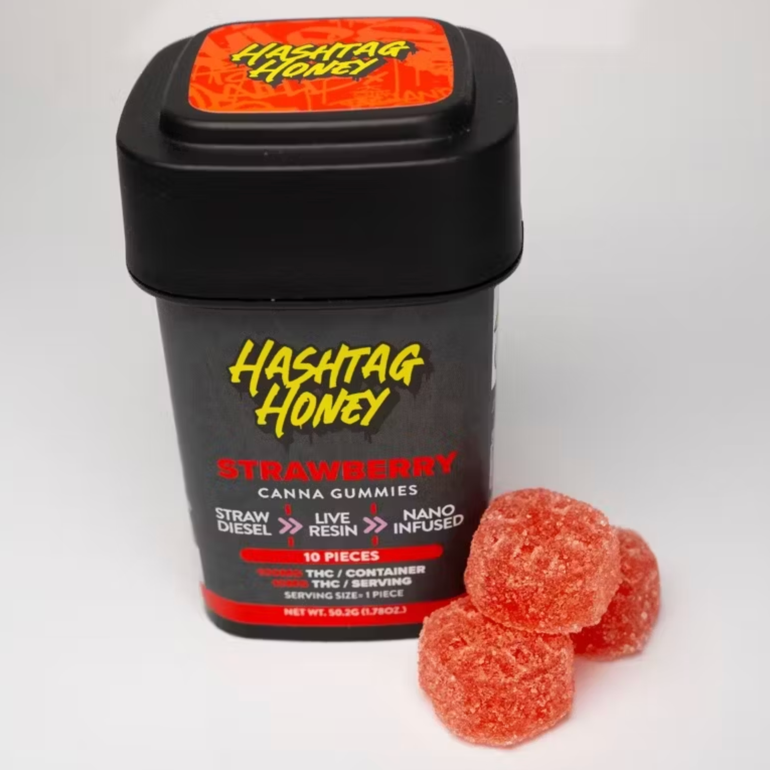 Photograph of product: au chocolattag Honey - LIVE RESIN Gummies - Strawberry - 10pk - 100mg