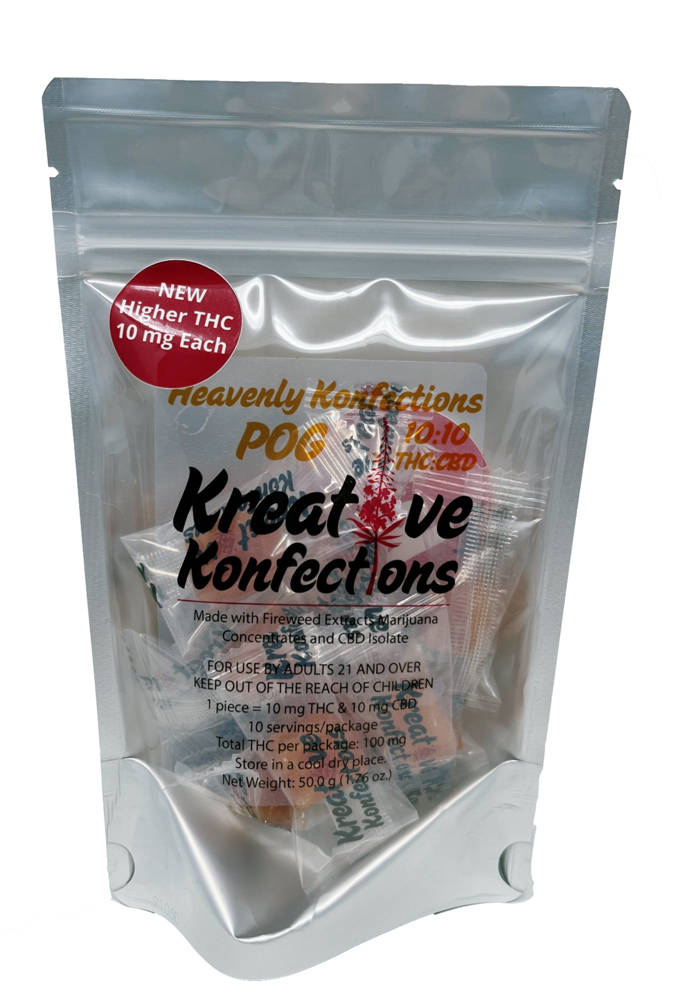 Photograph of product: 10mg 1:1 10-pack POG Heavenly Soft Chew by Kreative Konfections