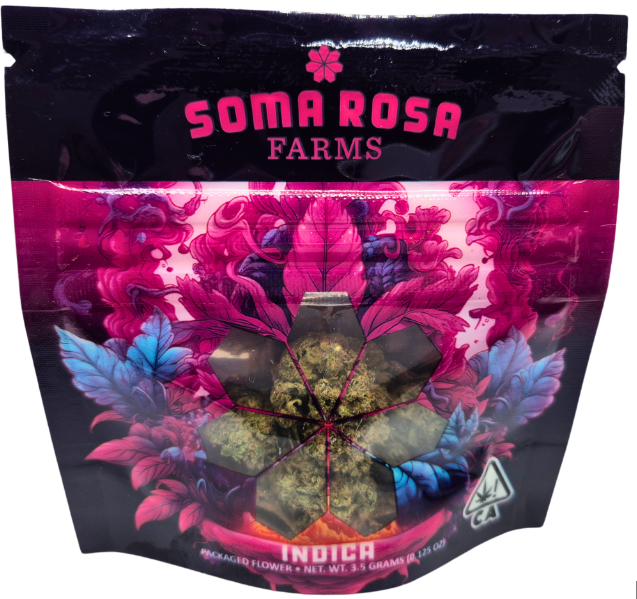 Photograph of product: SOMA ROSA 3.5G GMO X G41 $25 | NON-OUID! ACCESSORY $12 | OUID! GOOD $3 | EXCISE TAX $0.57