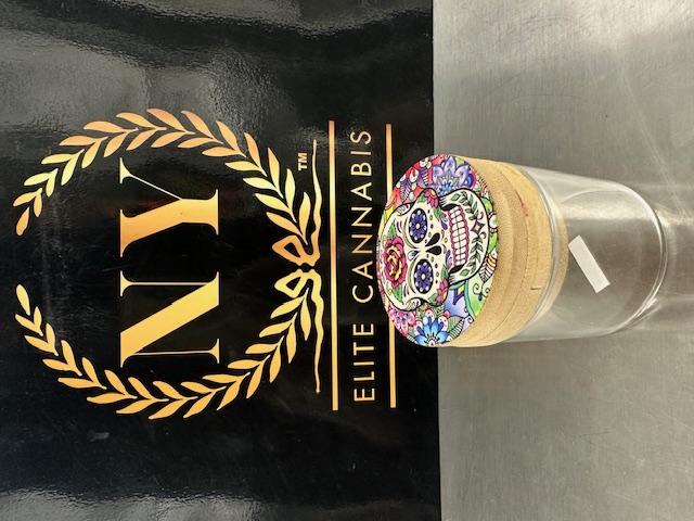 Photograph of product: 2 in 1 Glass Jar with Grinder - Sugar Skull Designs