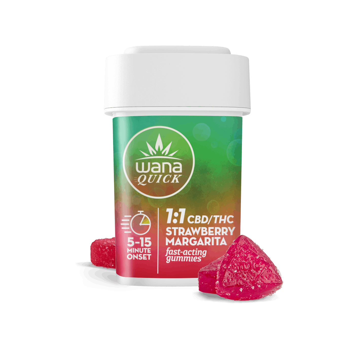 Photograph of product: Wana Quick 20pk 1:1 THC/CBD Strawberry Margarita (H) - 00171