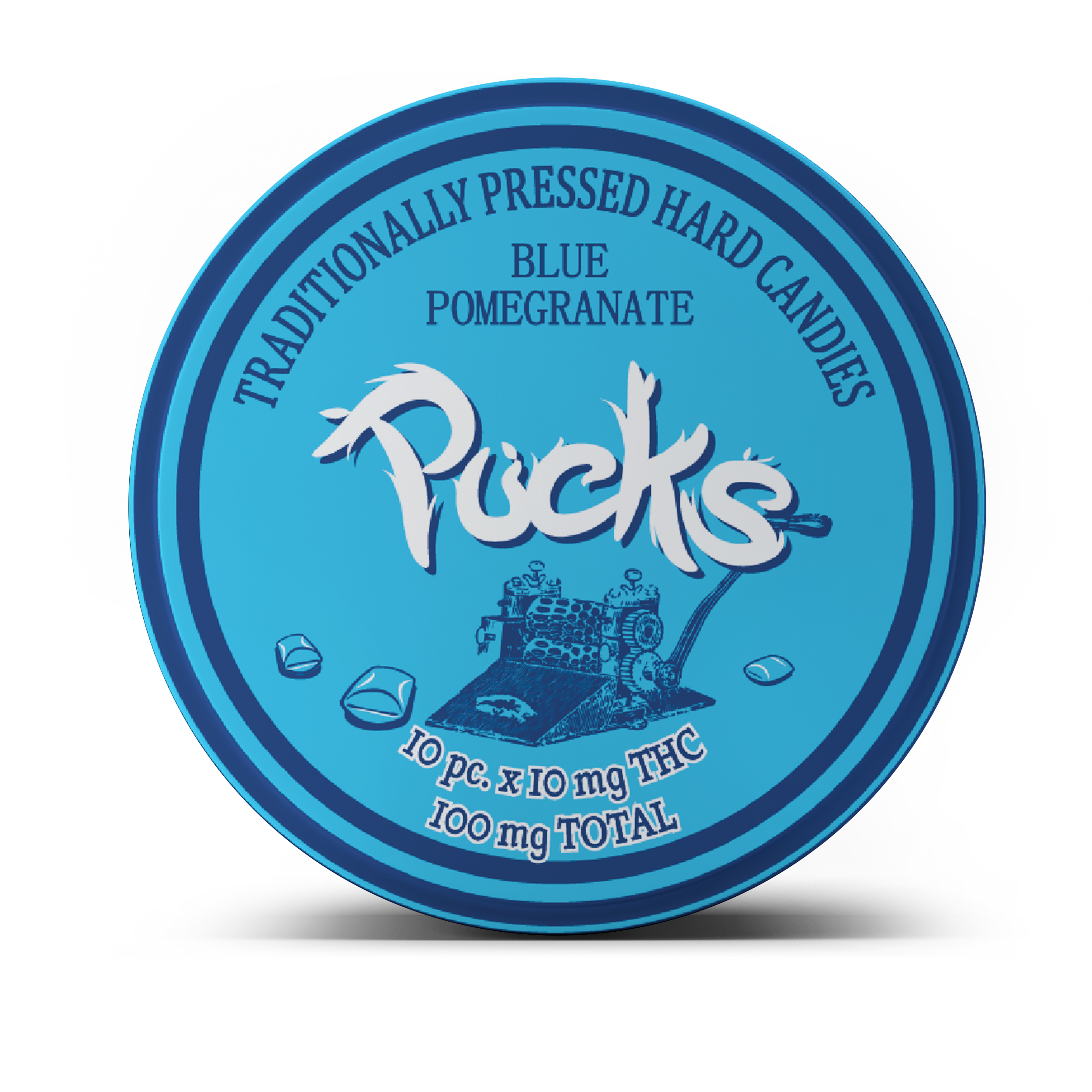 Photograph of product: Pucks Hard Candy 100mg - Blue Pomegranate