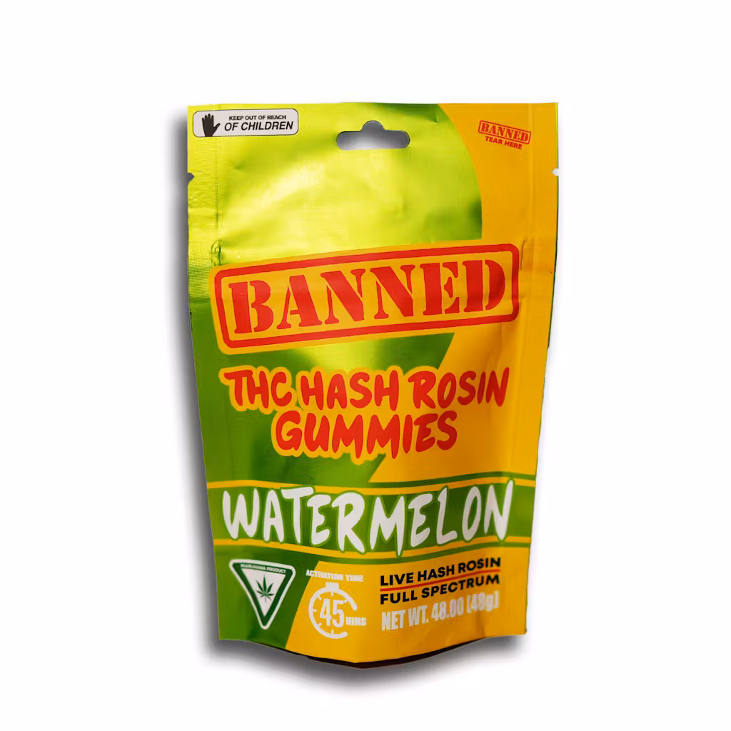 Photograph of product: Banned - 200mg au chocolat Rosin Gummies - Watermelon