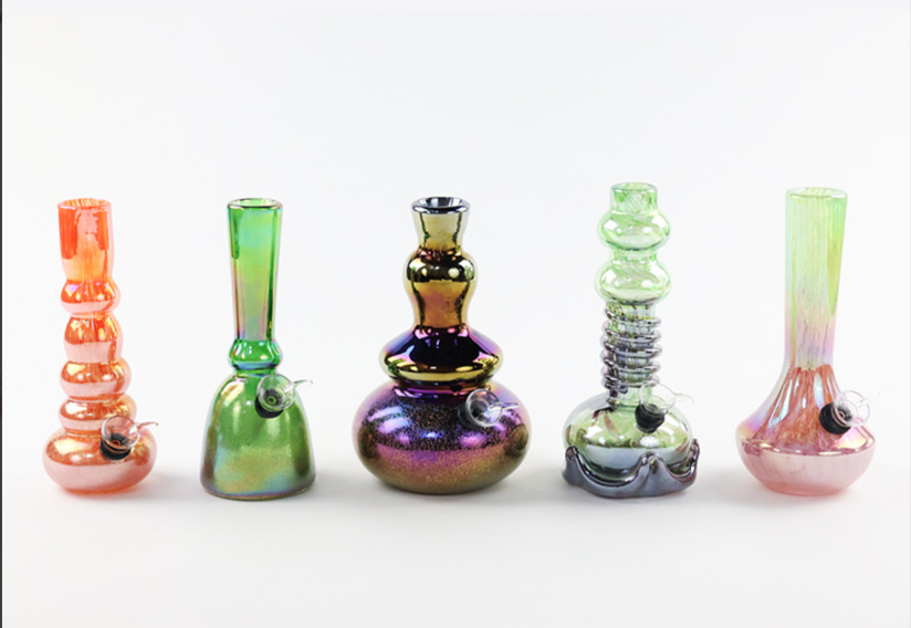 Photograph of product: Soft Glass Water Pipe with Sliding Stem Bowl 8" - Assorted Colors