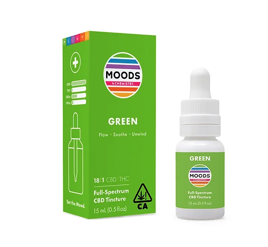 Photograph of product: MOODS GREEN 18:1 CBD TH-oui FULL SPECTRUM 15ML TINCTURE