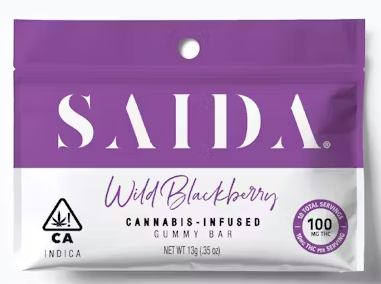 Photograph of product: 100mg Wild Blackberry Gummy Bar - Saida