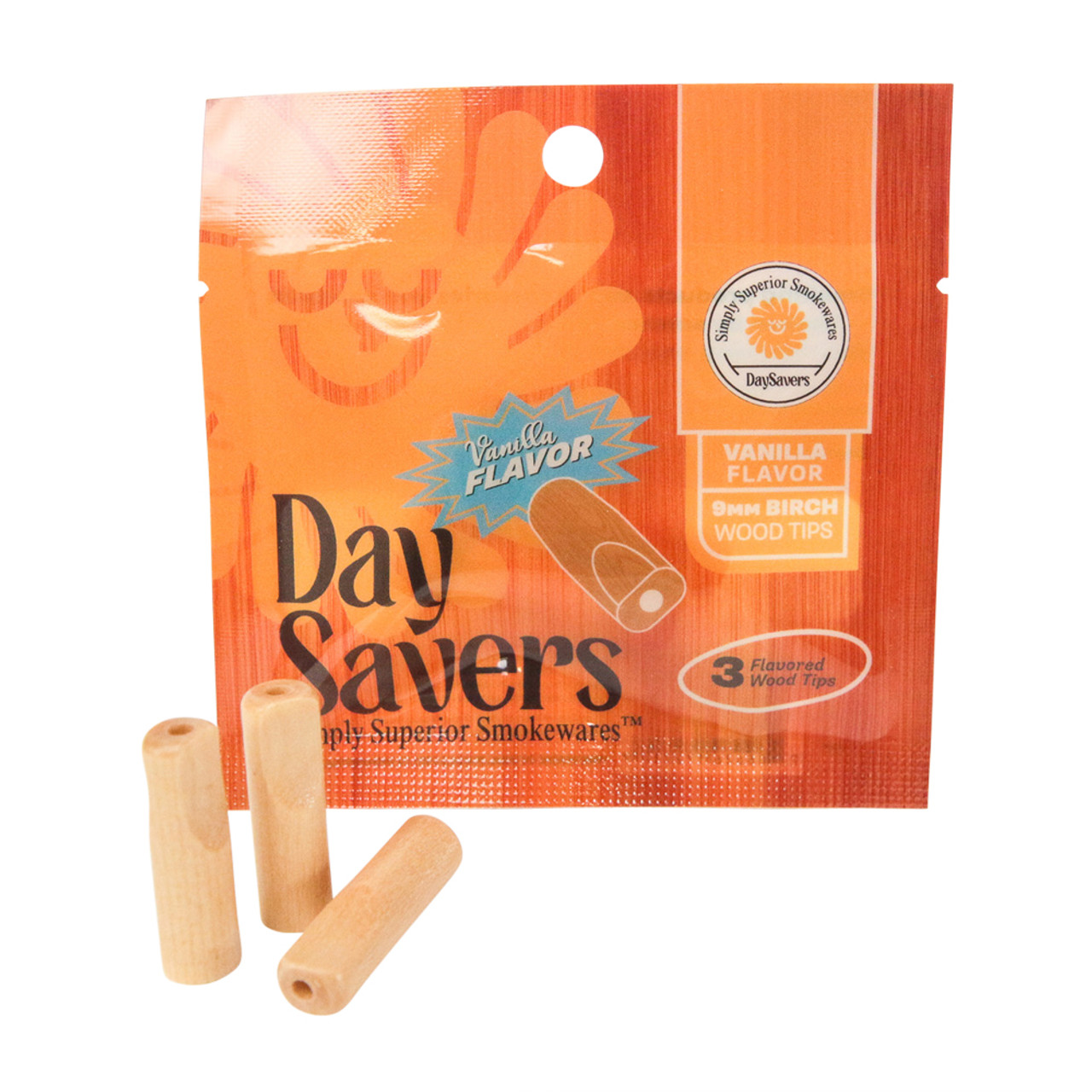 Photograph of product: DaySavers 9mm Vanilla Birch Wood Tips 3 pack