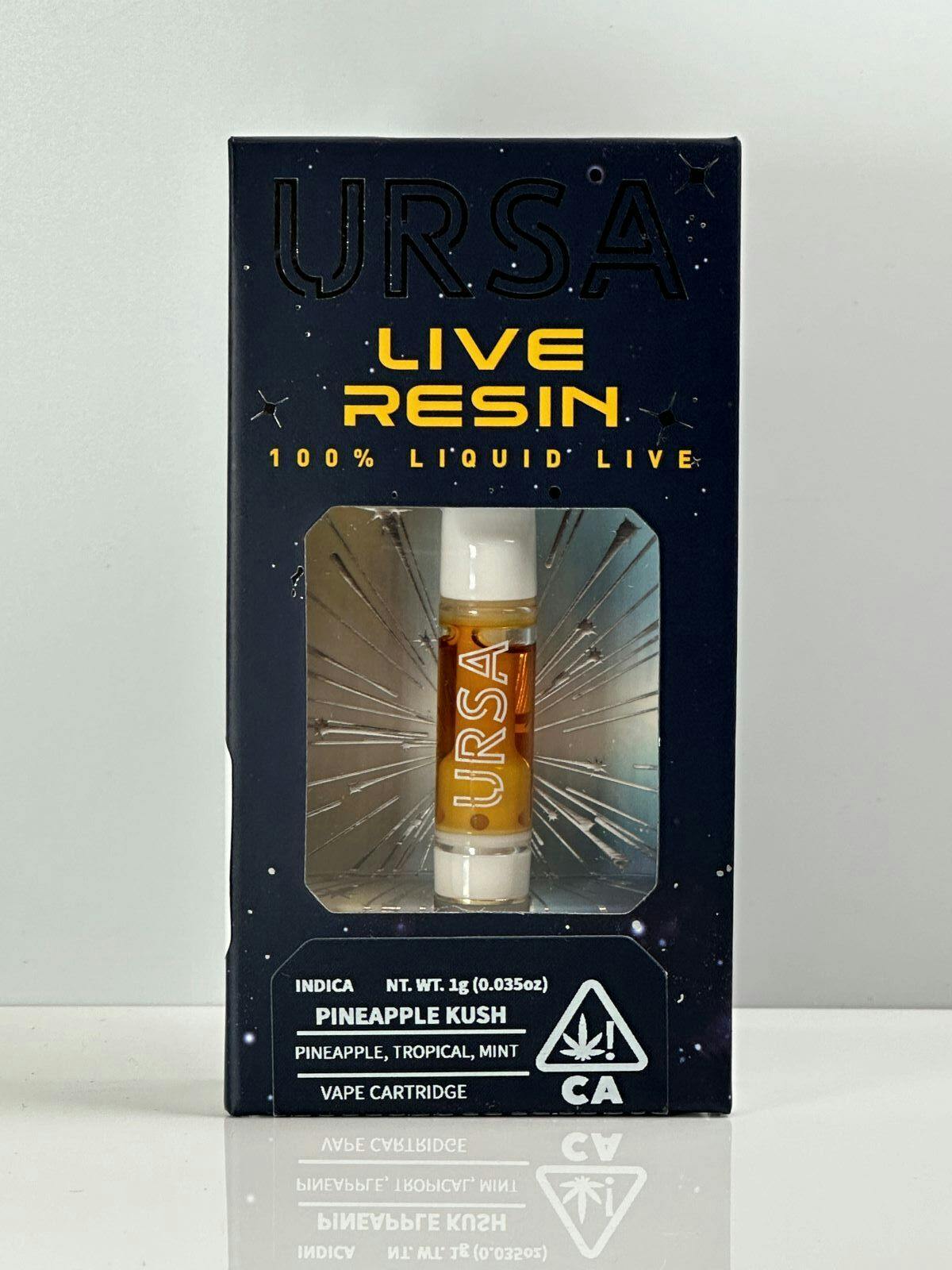 Photograph of product: URSA 1g Pineapple Kush Live Resin Cart 71%
