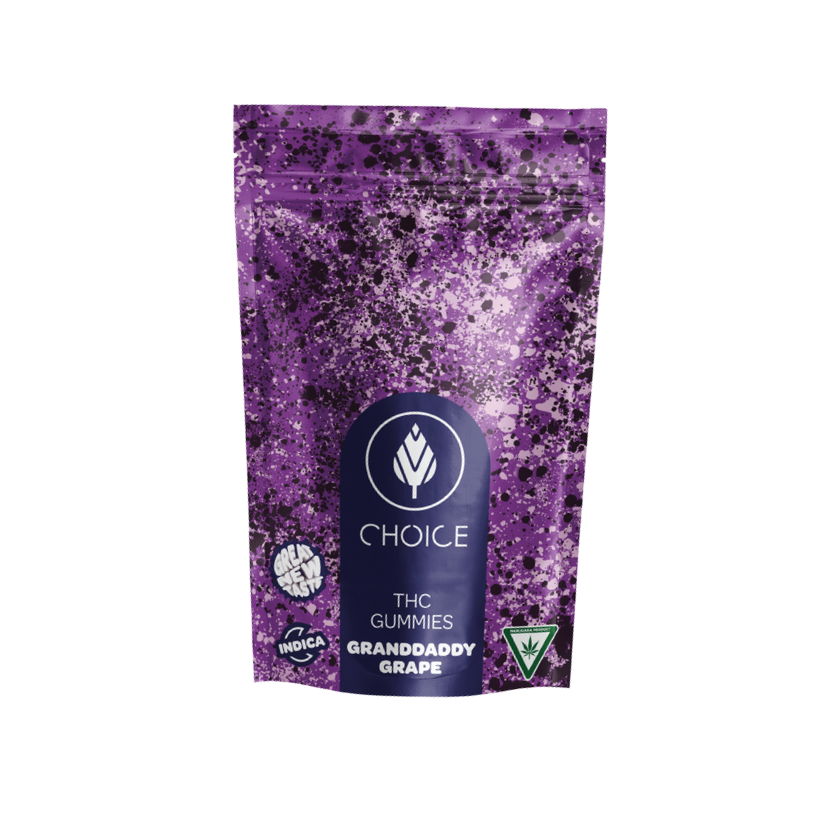 Photograph of product: Choice Gummy 10 Pack - Granddaddy Grape - 200mg
