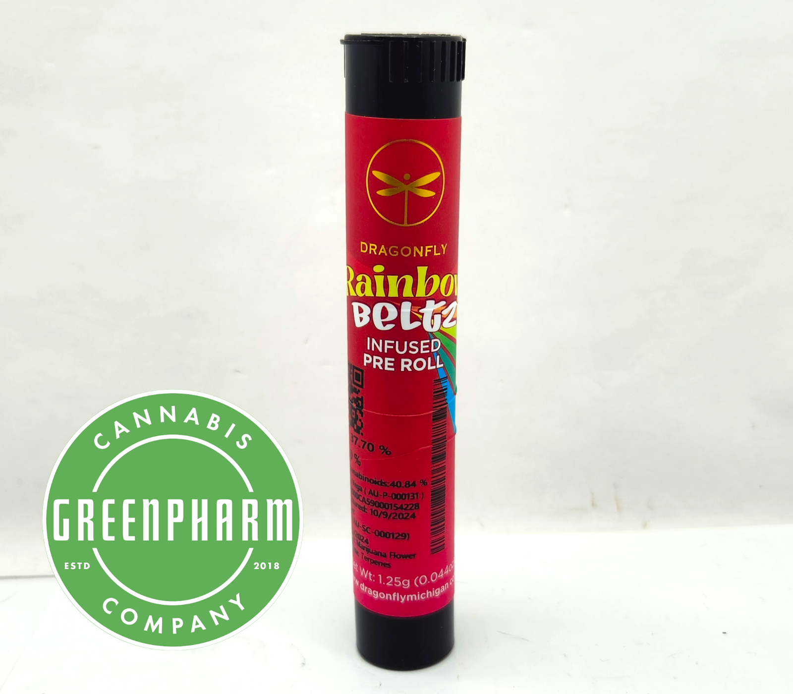 Photograph of product: Infused Pre-Roll | Dragonfly | Rainbow Beltz
