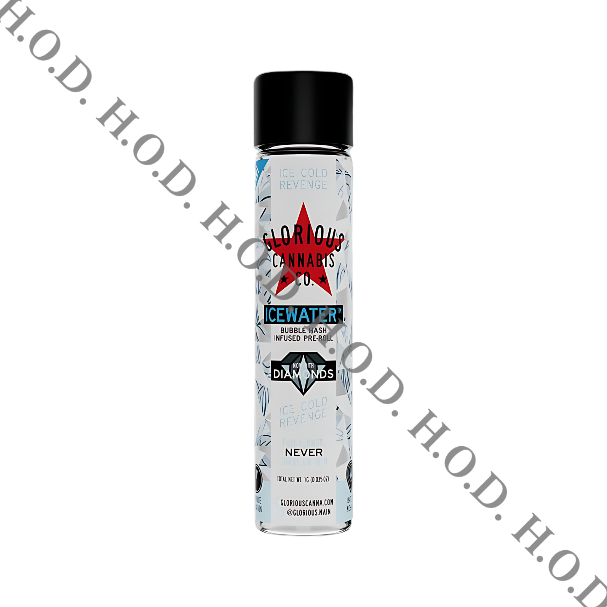 Photograph of product: Glorious Oui'd Ice Cold Revenge Icewater Diamonds Infused Pre-Roll 1g