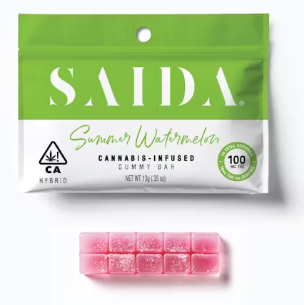 Photograph of product: Saida Gummy Bar Hybrid Summer Watermelon 100mg   100 Mg
