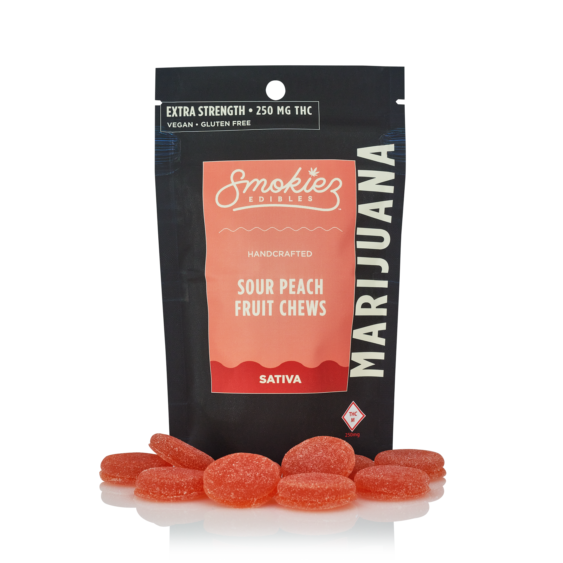 Photograph of product: Peach | Oui'd | 250mg | Fruit Chews | Smokiez