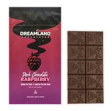 Photograph of product: Dreamland | Dark Chocolate Raspberry Bar 100mg