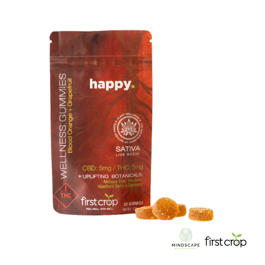Photograph of product: First Crop Happy Gummies 100mg