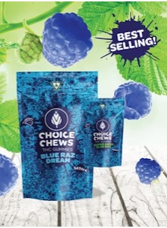 Photograph of product: Choice Chews | Blue Raz | Oui'd 100mg