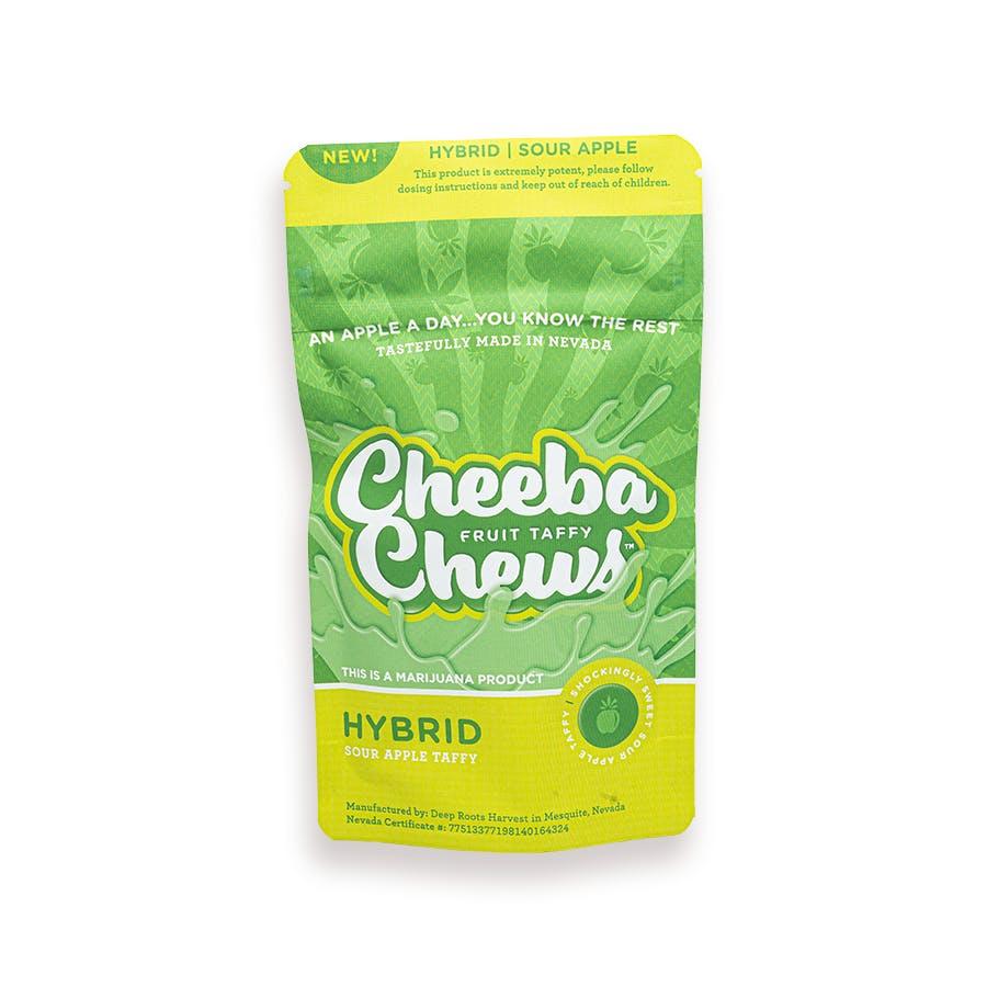 Photograph of product: Edible Cheeba Chews Sour Apple Hybrid 10pk - 100mg - DRP - Deep Roots Medical Production