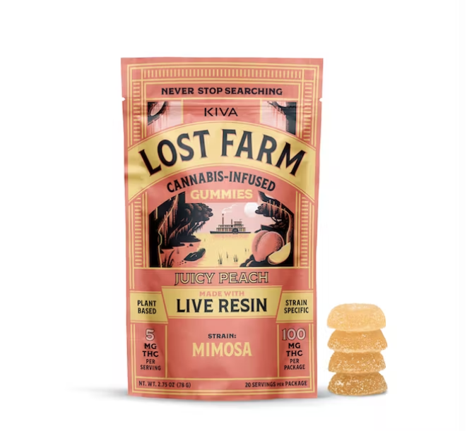 Photograph of product: Lost Farm | Mimosa x Juicy Peach Gummies | 20pk