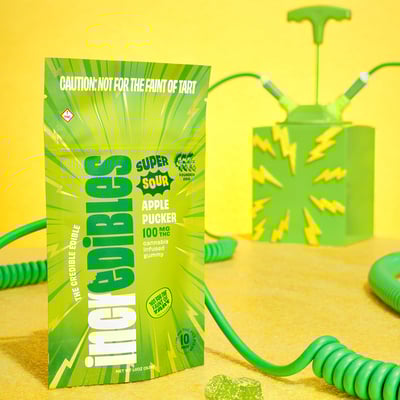 Photograph of product: Incredibles - Gummies - Super Sour Apple Pucker - 10ct (100mg)