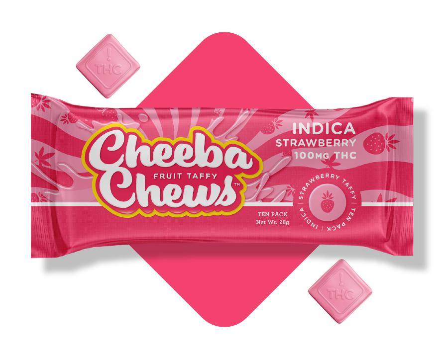 Photograph of product: Cheeba Chews - Wax Wrap Strawberry Live Rosin 10pk 100mg TH-oui