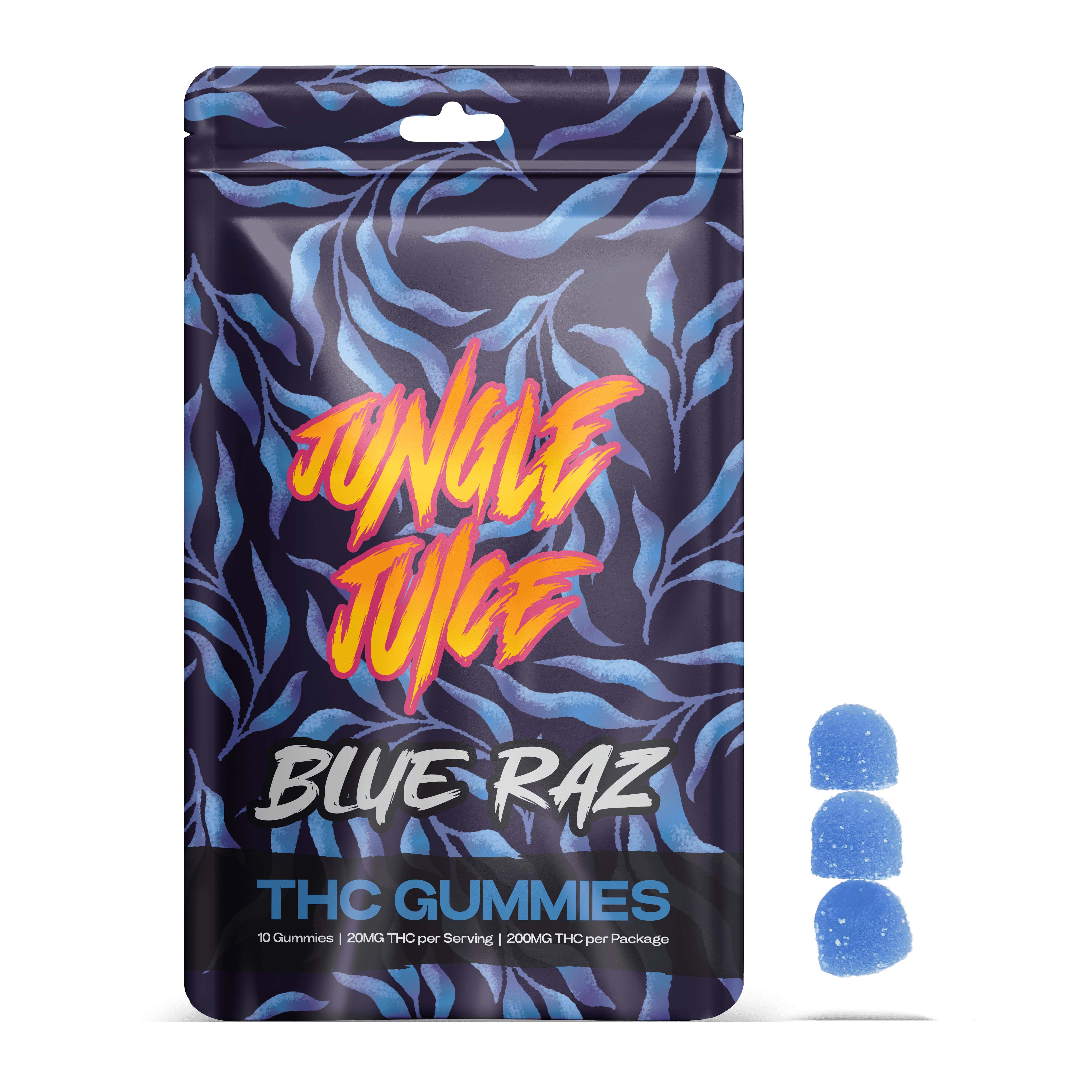Photograph of product: Jungle Juice - Blue Raz Gummies 200mg