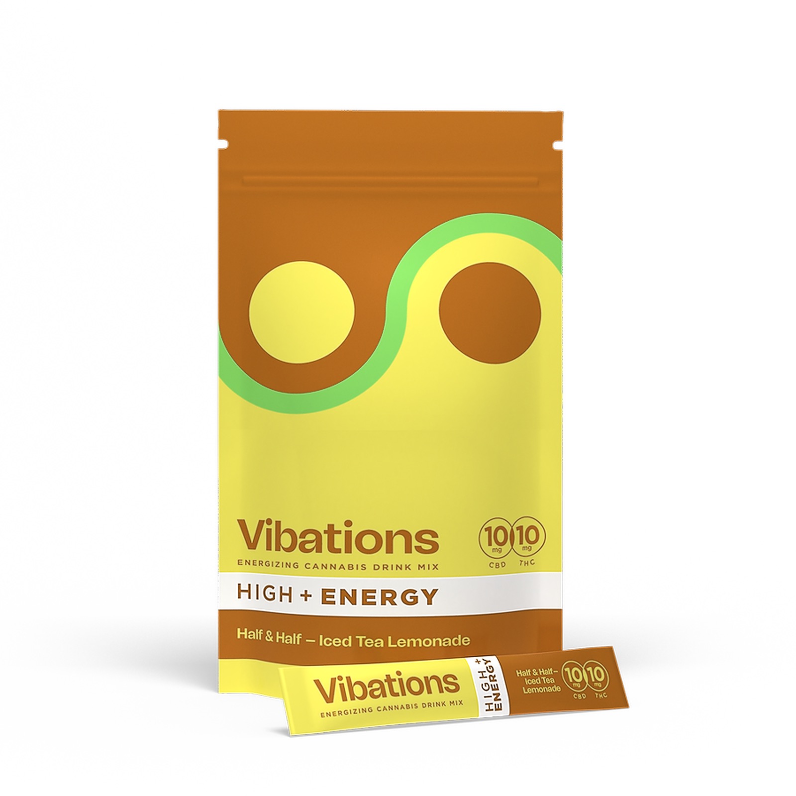 Photograph of product: Vibations | Drink Mix | Half & Half Iced Tea Lemonade 1:1 TH-oui:CBD | 10pk 100mg
