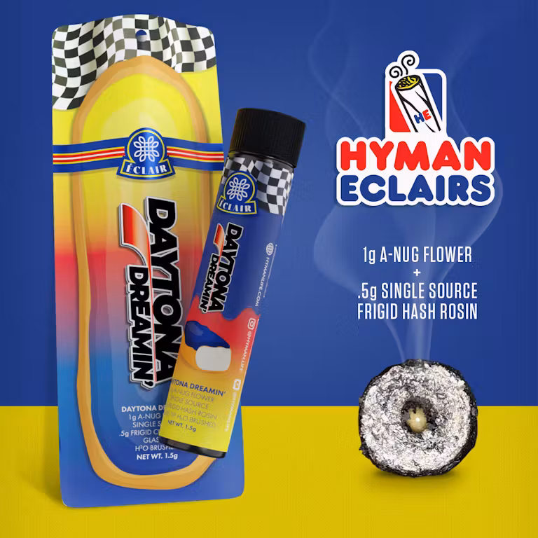 Photograph of product: Hyman Eclair 1.5g Cured Rosin Pre Roll | Daytona Dreamin - Hybrid