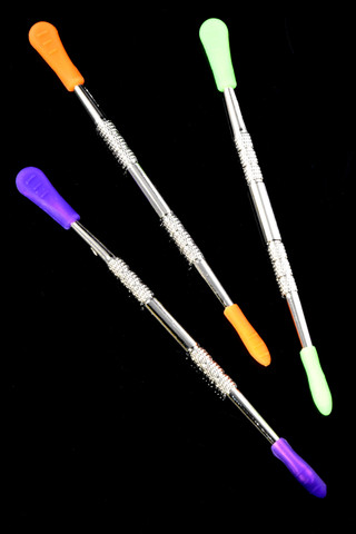 Photograph of product: Smoking Accessories - Metal Dab Tool with Colorful Silicone Ends - M0392