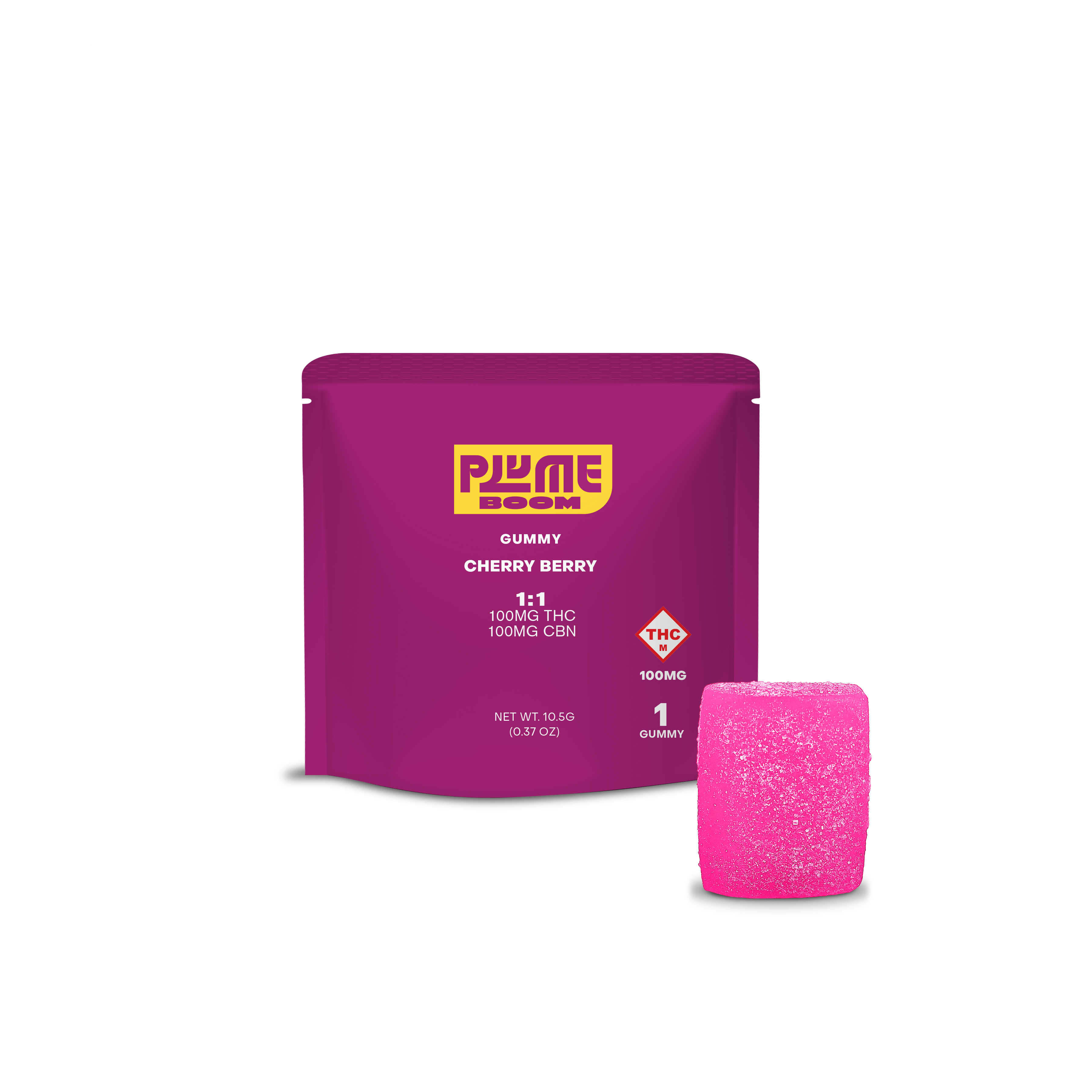 Photograph of product: PLUME BOOM GUMMY CHERRY BERRY 1:1 (I) 100MG