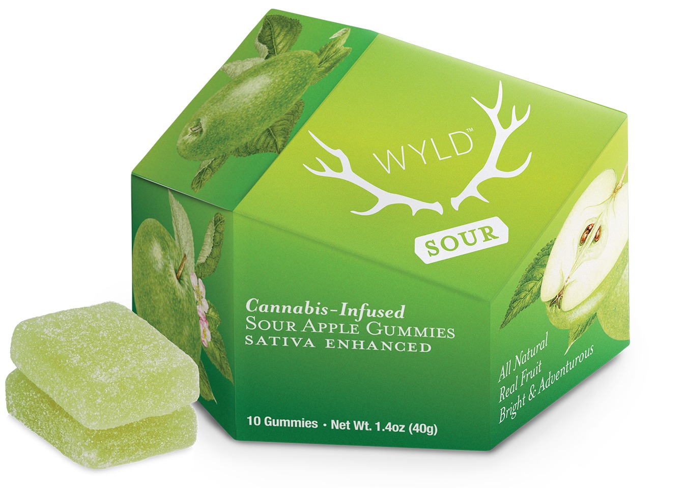 Photograph of product: Sour Apple 10-Pack Gummies (S) | 100mg