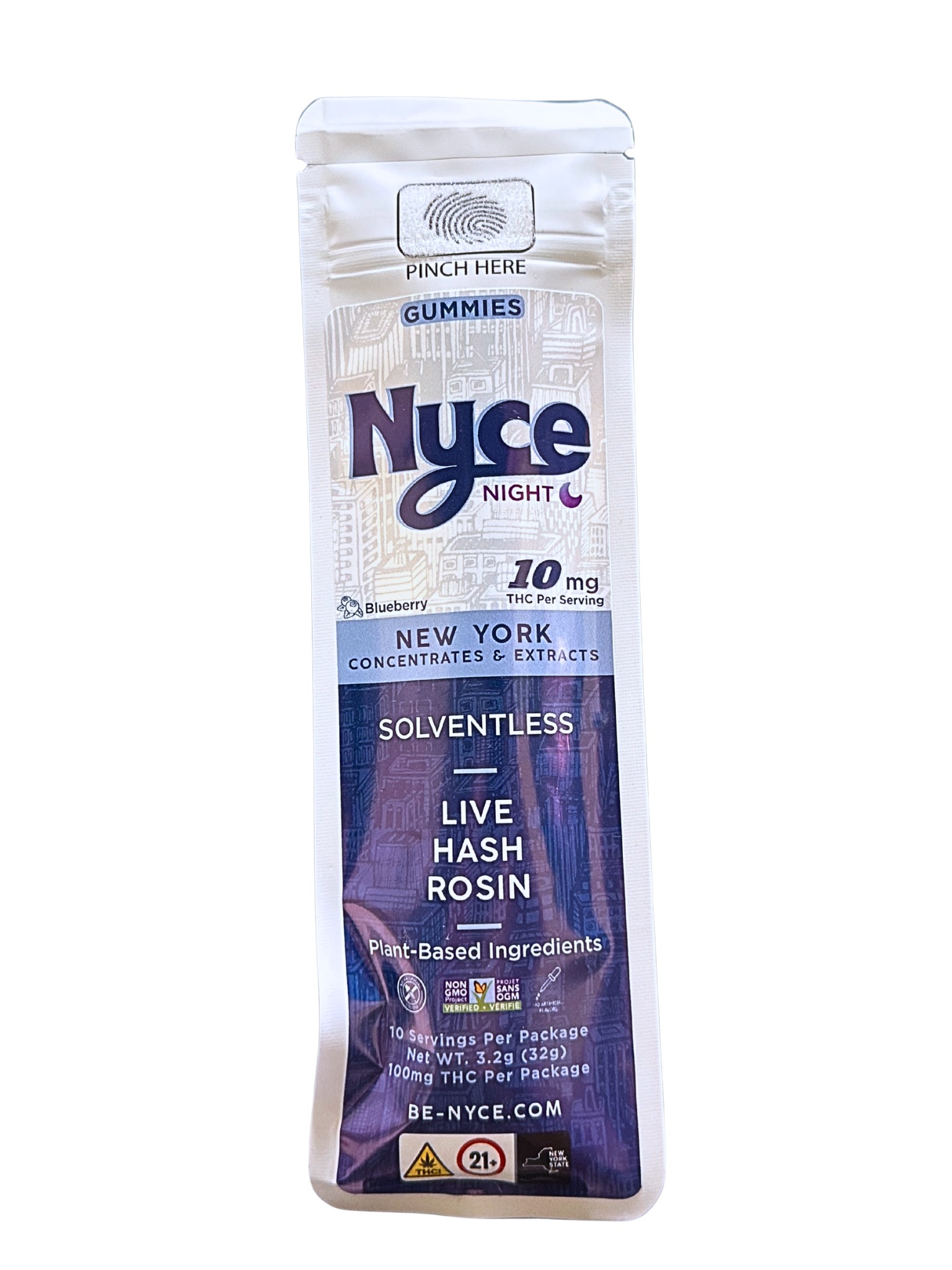 Photograph of Product: NYCE | Blueberry | Live Rosin Gummies | 100mg