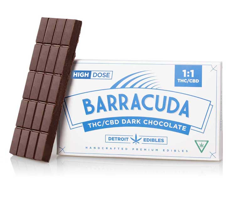 Photograph of product: Barracuda Bar - Chocolate Bar - 200mg - 1:1 TH-oui/CBD - Dark Chocolate