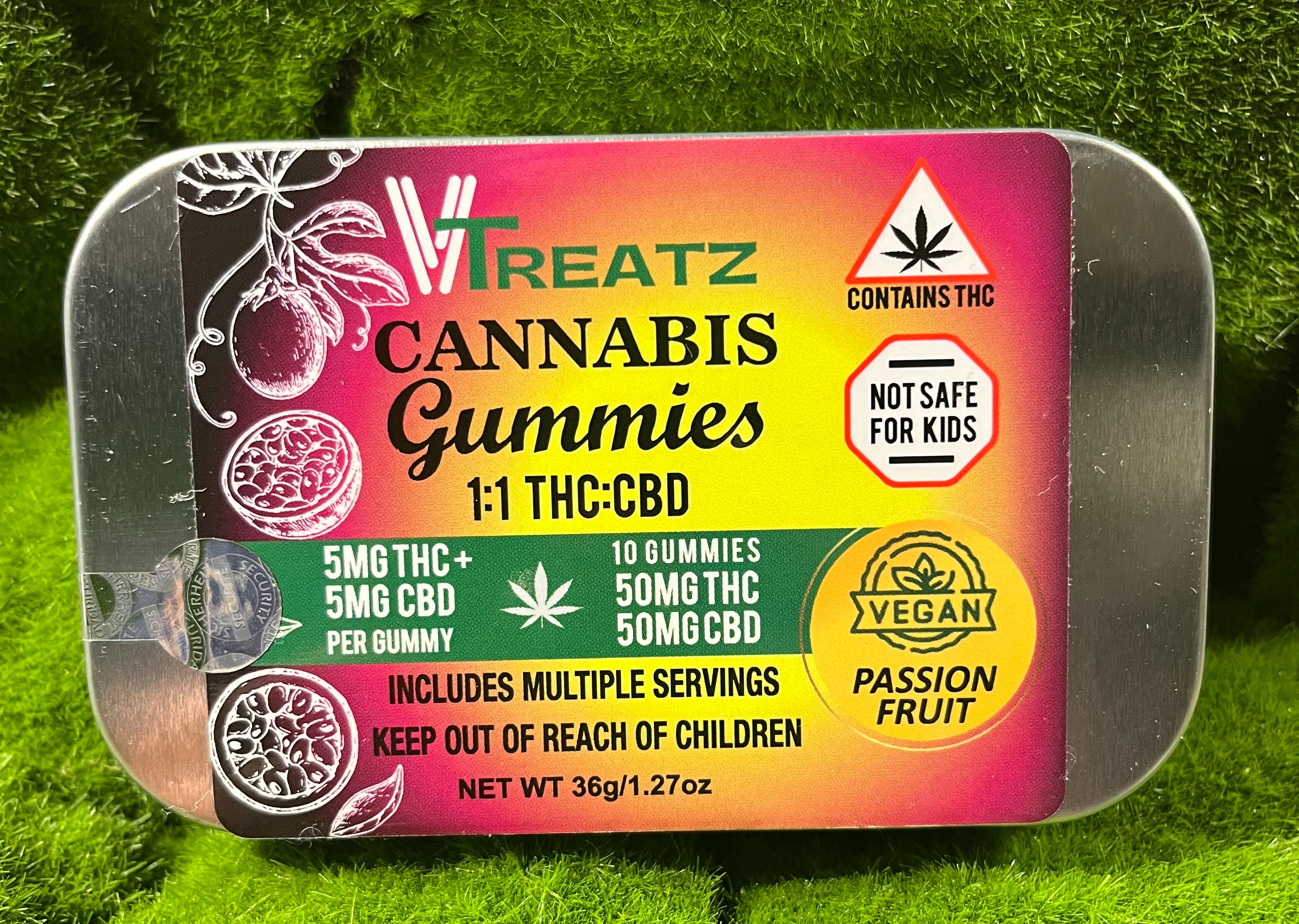 Photograph of product: 50mg Edible Pack | Passionfruit 1:1 Gummies | VTreatz